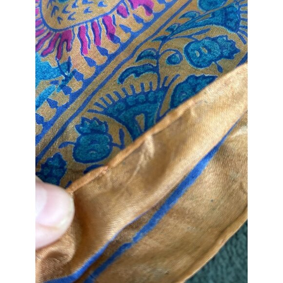 Art Scarf Rolled Edge Extra Long 10"x 98" Vintage Rectangle Paisley 100% Silk - Picture 4 of 6